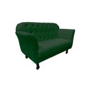 Ver imagem 4 de Namoradeira Decorativa Dália Suede Verde 2 Lugares Pés Madeira Mz Decor