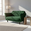 Ver imagem 2 de Namoradeira Decorativa Dália Suede Verde 2 Lugares Pés Madeira Mz Decor