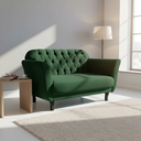Ver imagem 1 de Namoradeira Decorativa Dália Suede Verde 2 Lugares Pés Madeira Mz Decor