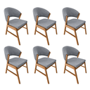 Ver imagem 1 de Kit 6 Cadeiras de Jantar Madeira Maciça Débora Linho Premium Cor: Cerejeira/cinza Linho