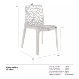 Kit 4 Cadeiras Gruvyer Design Moderno em Polipropileno - Para Sala de Jantar, Área Gourmet, Varanda  - 4