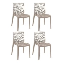 Kit 4 Cadeiras Gruvyer Design Moderno em Polipropileno - Para Sala de Jantar, Área Gourmet, Varanda  - 1