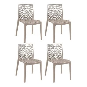 Kit 4 Cadeiras Gruvyer Design Moderno em Polipropileno - Para Sala de Jantar, Área Gourmet, Varanda 
