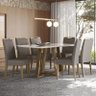 Mesa de Jantar Lectus 160x90 com 6 Cadeiras Itália Amêndoa/Off White/Cinza - PR Móveis - 2