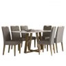 Mesa de Jantar Lectus 160x90 com 6 Cadeiras Itália Amêndoa/Off White/Cinza - PR Móveis - 1