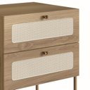 Ver imagem 6 de Mesa de Cabeceira 2 Gavetas Palhinha Pé Metal Dourado Oslo Marrom Branco
