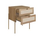 Ver imagem 4 de Mesa de Cabeceira 2 Gavetas Palhinha Pé Metal Dourado Oslo Marrom