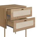 Ver imagem 5 de Mesa de Cabeceira 2 Gavetas Palhinha Pé Metal Dourado Oslo Marrom