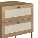 Ver imagem 6 de Mesa de Cabeceira 2 Gavetas Palhinha Pé Metal Dourado Oslo Marrom
