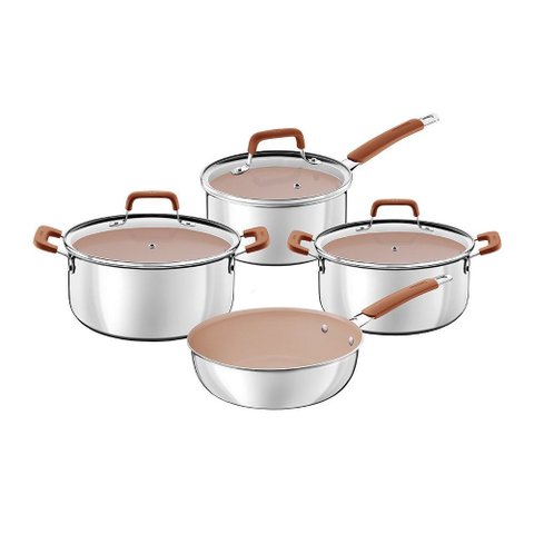 Jogo de Panelas Tramontina Romagna  28799330 Inox / Marfim