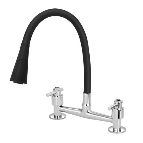 Torneira Misturador Gourmet Preto Flexível Cone Cozinha Mesa