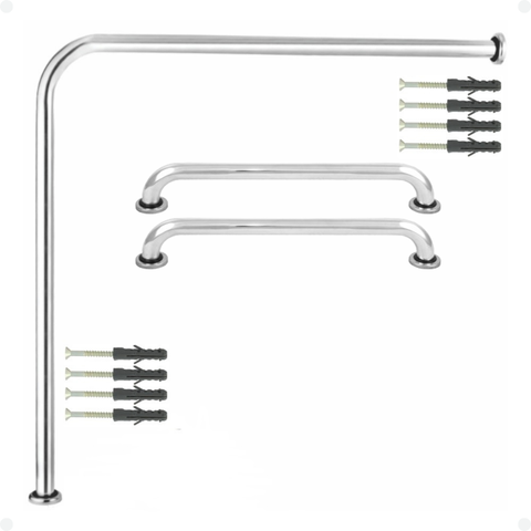 Barra de Apoio 70x70 com 2 Alças 60cm Sanitario Corrimão Cadeirante Idoso Nbr 9050 Pne Único