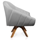 Ver imagem 7 de Kit 2 Poltronas Giratória Giovana Corino Cinza Base Madeira Mm30 - D'Rossi