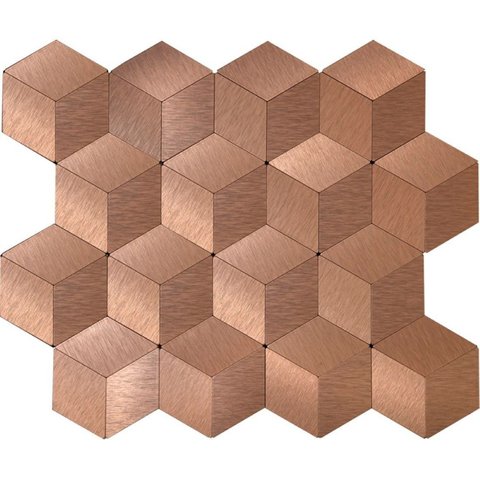 Pastilha de Metal Autocolante de 29cm x 29cm Rende Glass Mosaic Marrom/Bronze
