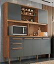 Ver imagem 1 de Cozinha Compacta Donna Plus 6 Portas e 2 Gavetas MDP Yescasa Cinza/Mel/Grafite