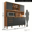 Ver imagem 3 de Cozinha Compacta Donna Plus 6 Portas e 2 Gavetas MDP Yescasa Cinza/Mel/Grafite