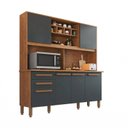 Ver imagem 2 de Cozinha Compacta Donna Plus 6 Portas e 2 Gavetas MDP Yescasa Cinza/Mel/Grafite