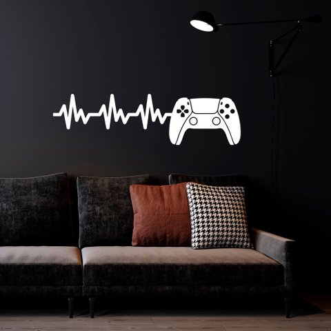 Adesivo Controle Ps 5 Video Game Frequencia Cardíaca Gamer Decoração