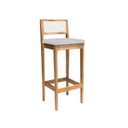 Ver imagem 3 de Kit 2 Banquetas Estofada em Linho Encosto Palhinha Bruna:mel com Linho Prata