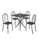 Ver imagem 2 de Conjunto de Mesa Tubular 70x70cm Tampo em Ardósia com 4 Cadeiras Ane B Cinza/Preto Floral/Mart Prata/Indiana