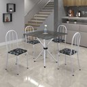 Ver imagem 1 de Conjunto de Mesa Tubular 70x70cm Tampo em Ardósia com 4 Cadeiras Ane B Branco/Preto Floral/Mart Pérola/Indiano