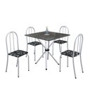Ver imagem 2 de Conjunto de Mesa Tubular 70x70cm Tampo em Ardósia com 4 Cadeiras Ane B Branco/Preto Floral/Mart Pérola/Indiano