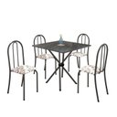 Ver imagem 2 de Conjunto de Mesa Tubular 70x70cm Tampo em Ardósia com 4 Cadeiras Ane B Cinza/Arabesco/Mart Prata/Indiano