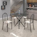 Ver imagem 1 de Conjunto de Mesa Tubular 70x70cm Tampo em Ardósia com 4 Cadeiras Ane B Cinza/Arabesco/Mart Prata/Indiano