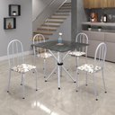 Ver imagem 1 de Conjunto de Mesa Tubular 70x70cm Tampo em Ardósia com 4 Cadeiras Ane B Branco/Arabesco/Mart Pérola/Indiano
