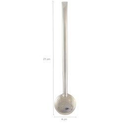 Bomba 21cm Lisa para Chimarrão Tererê Inteira Inox - 3
