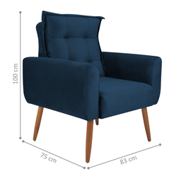 Poltrona Decorativa para Sala Arcos Veludo Azul - 2