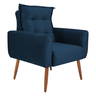 Poltrona Decorativa para Sala Arcos Veludo Azul - 5