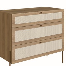 Cômoda 3 Gavetas Palhinha Pé Metal Dourado Oslo - 5