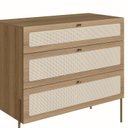 Ver imagem 5 de Cômoda 3 Gavetas Palhinha Pé Metal Dourado Oslo Marrom/Hanover