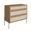 Ver imagem 2 de Cômoda 3 Gavetas Palhinha Pé Metal Dourado Oslo Marrom/Hanover