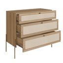 Ver imagem 4 de Cômoda 3 Gavetas Palhinha Pé Metal Dourado Oslo Marrom/Hanover