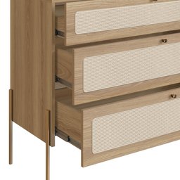 Cômoda 3 Gavetas Palhinha Pé Metal Dourado Oslo - 9