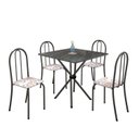 Ver imagem 2 de Conjunto de Mesa Tubular 70x70cm Tampo em Ardósia com 4 Cadeiras Ane B Cinza/Botanic Bege/Mart Prata/Indiano