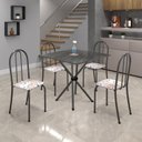 Ver imagem 1 de Conjunto de Mesa Tubular 70x70cm Tampo em Ardósia com 4 Cadeiras Ane B Cinza/Botanic Bege/Mart Prata/Indiano