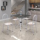 Ver imagem 1 de Conjunto de Mesa Tubular 70x70cm Tampo em Ardósia com 4 Cadeiras Ane B Branco/Botanic Bege/Mart Pérola/Indiano