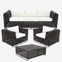 Ver imagem 1 de Jogo Conjunto de Sofá Completo para Sala Varanda Jardim Área Externa Modelo Fúcsia Fibra Sintética