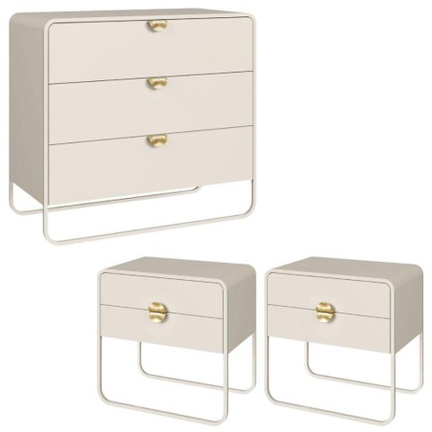 Comoda 02 Mesas de Cabeceira Organica Off White Artesano