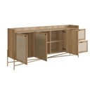 Ver imagem 3 de Buffet Aparador 3 Portas 2 Gavetas Palhinha Pé Metal Dourado Oslo Marrom/Hanover