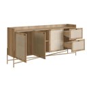 Ver imagem 4 de Buffet Aparador 3 Portas 2 Gavetas Palhinha Pé Metal Dourado Oslo Marrom/Hanover
