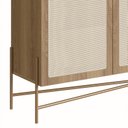 Ver imagem 7 de Buffet Aparador 3 Portas 2 Gavetas Palhinha Pé Metal Dourado Oslo Marrom/Hanover