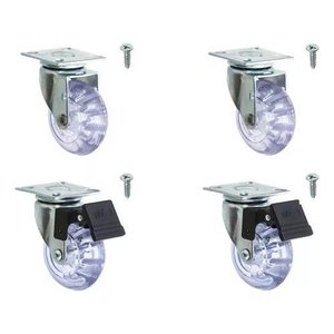 Kit 4 Rodinhas 50mm Silicone Gel 2 com / 2 sem Trava