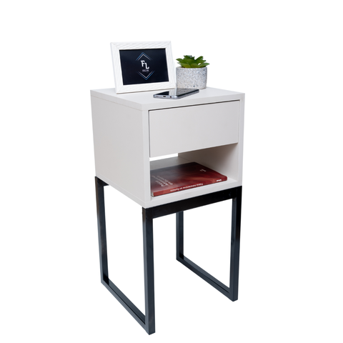 Mesa de Cabeceira Industrial Eco 30 Base Preta - Enviamos Montado