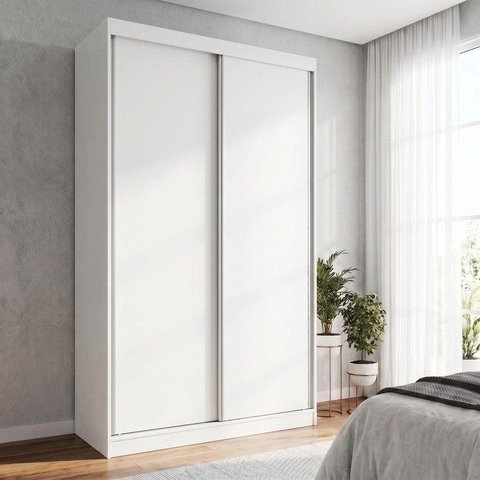 Guarda Roupa Solteiro 2 Portas de Correr 2 Gavetas 100% MDF Foscarini Branco