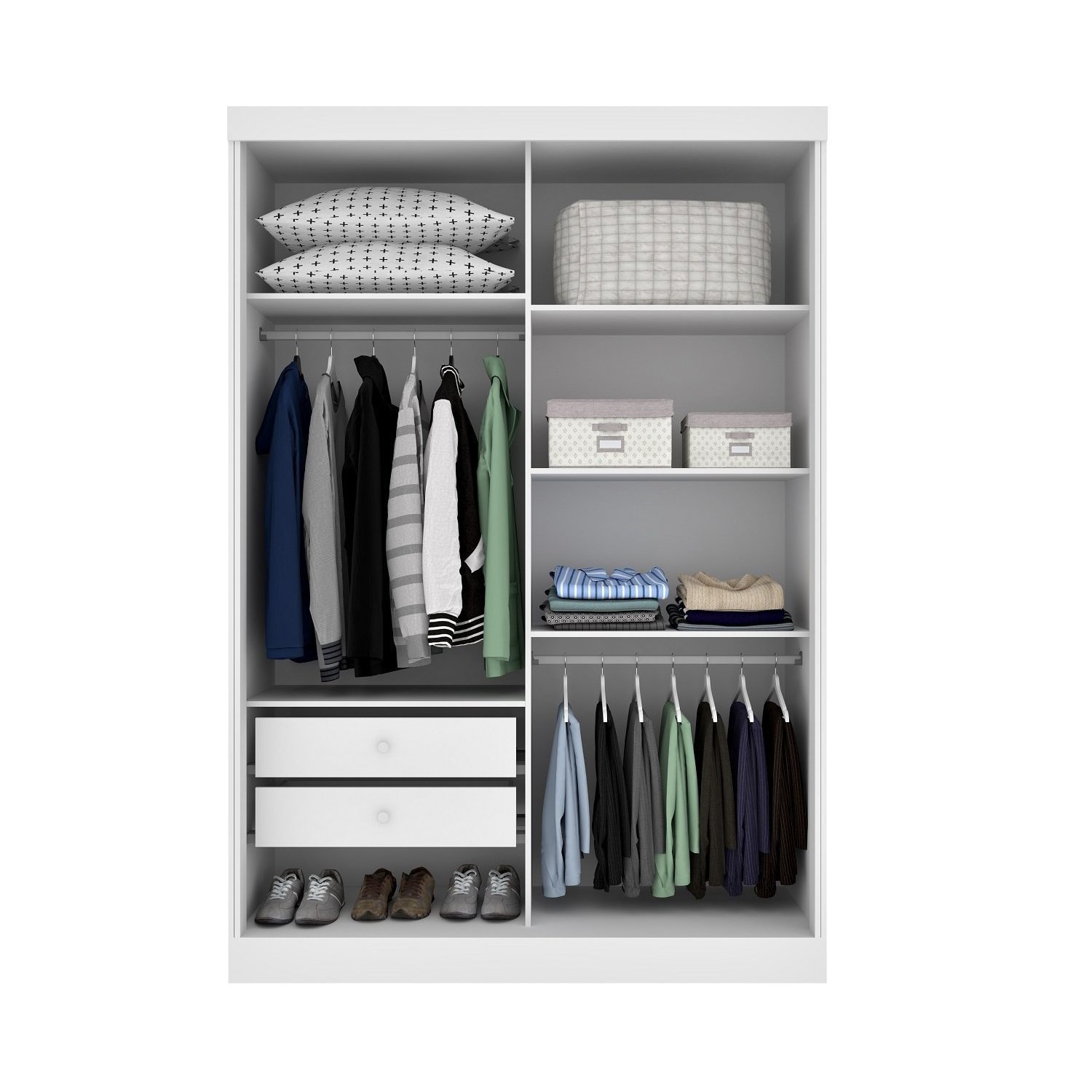 Guarda Roupa Solteiro com Espelho 2 Portas 2 Gavetas Vaticano 160cm Espresso Móveis  - 2