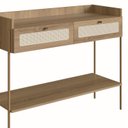 Ver imagem 5 de Aparador 2 Gavetas 103cm Palhinha Pé Metal Dourado Oslo Marrom/Hanover
